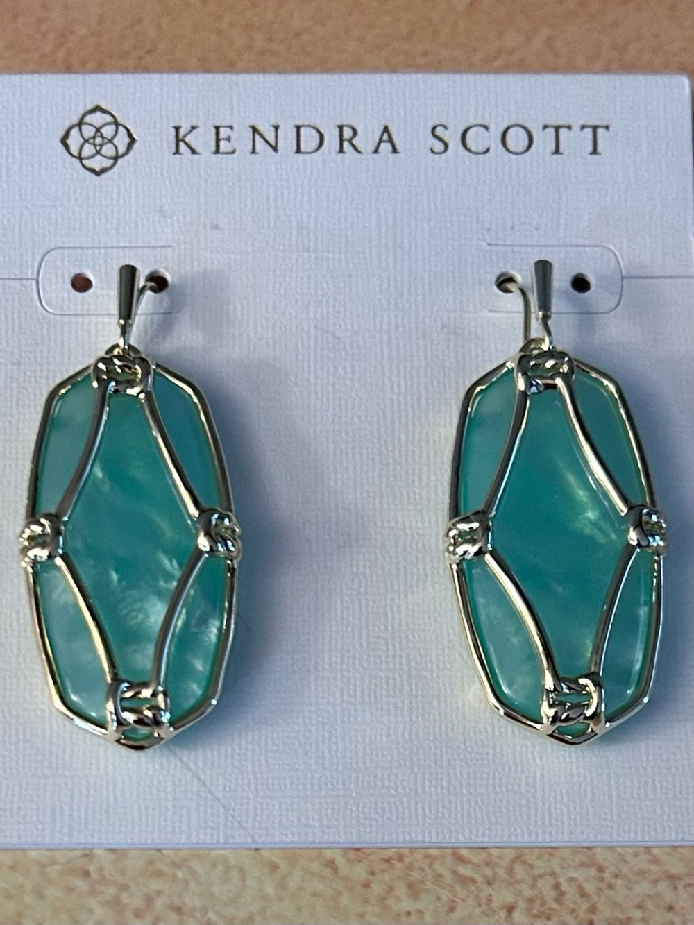 Kendra Scott Elle Lattice Frame Gold Drop Earrings